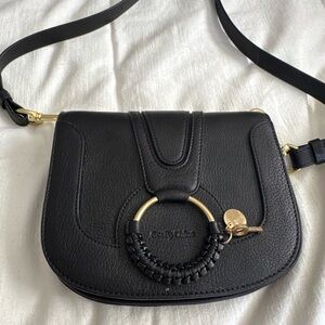 See By Chloe Black Crossbody Bag with Gold Accents